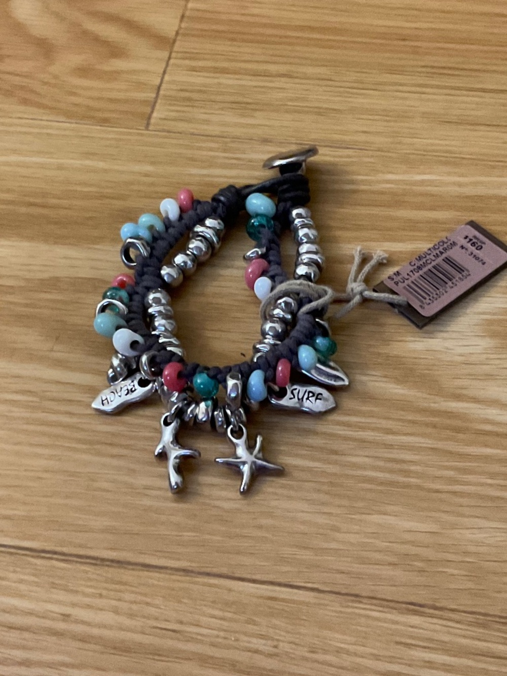 Uno de 50 Silver-plated Beaded Bracelet 6” “Surfer”